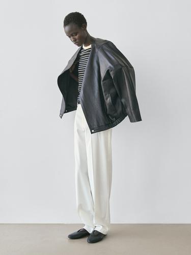 Zara Leather bomber jacket - Black