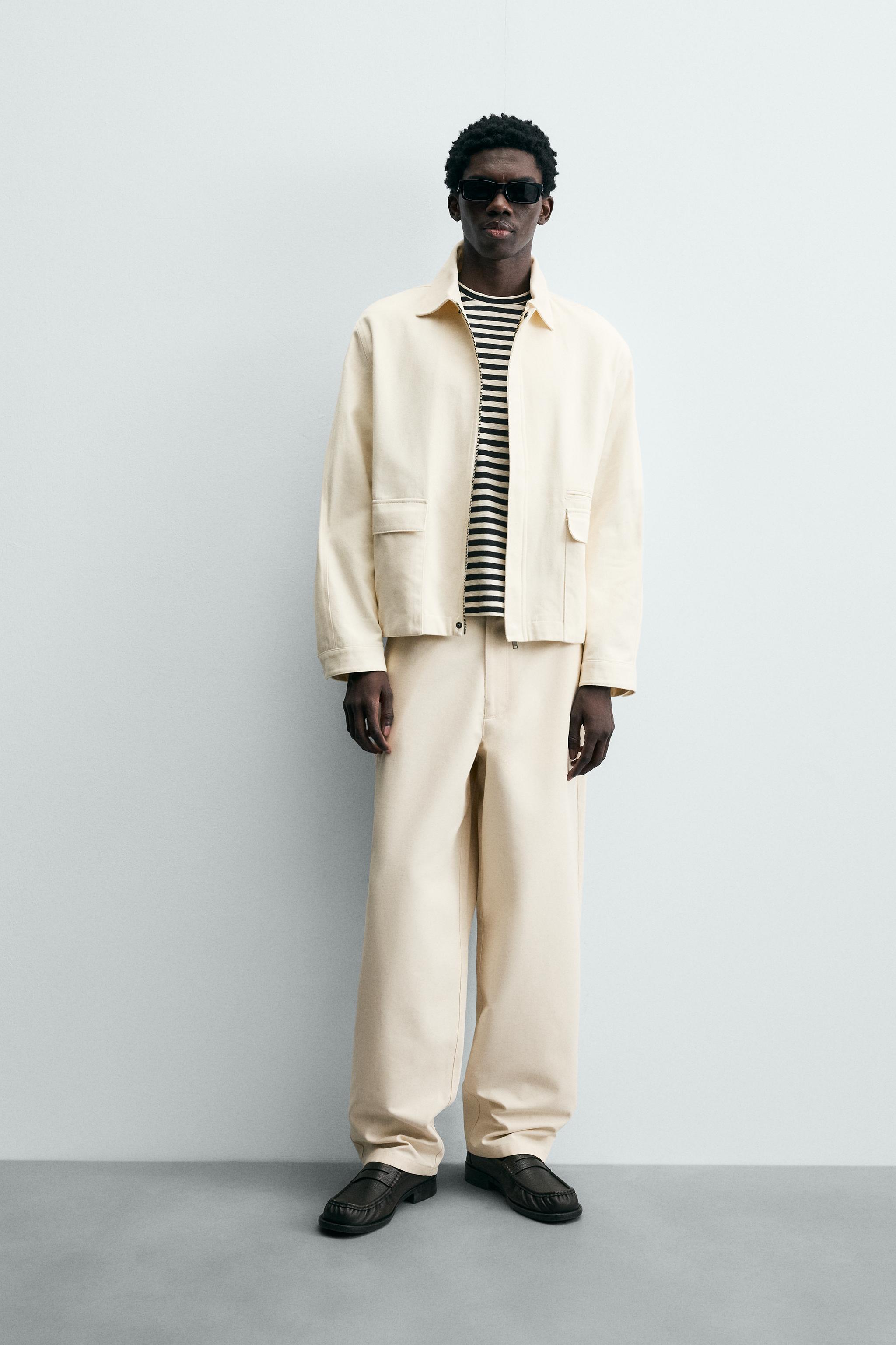 CALÇA CHINO RELAXED FIT ESTRUTURA - Branco-marfim | ZARA Brasil