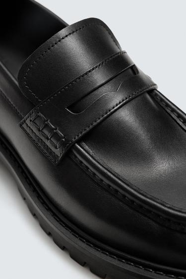LEATHER PENNY LOAFERS - Black by Zara - Image 2