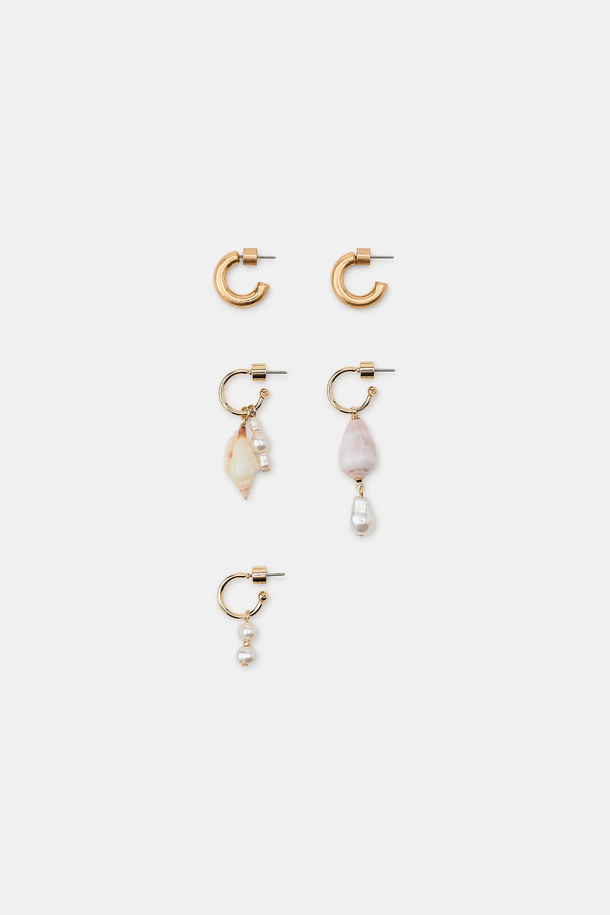Женские аксессуары Zara PACK OF SHELL HOOP EARRINGS — фото 4