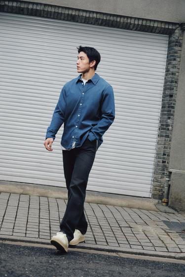 Zara 寬鬆版型牛仔襯衫 - 中藍色