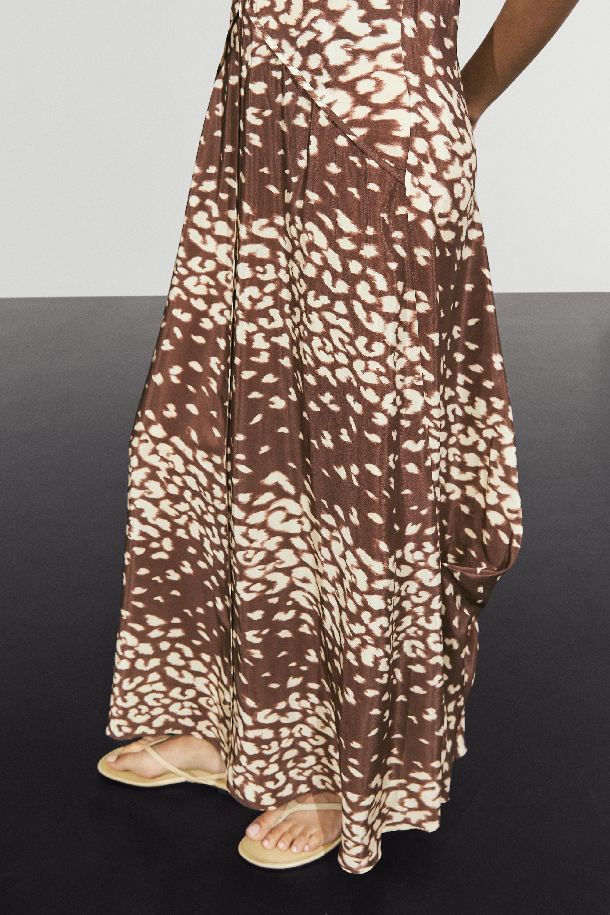 Flowing animal print midi dress