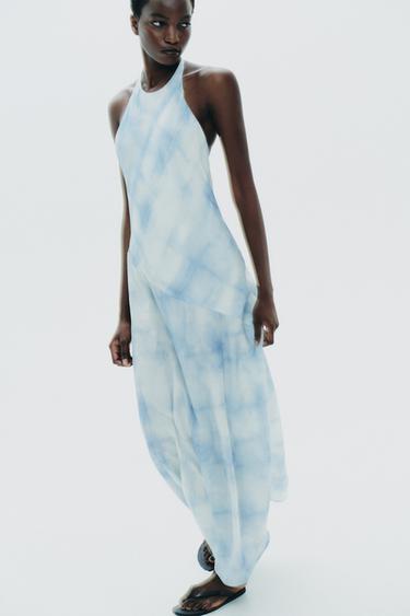 שמלת קולר TIE DYE - כחול־שמיים של Zara