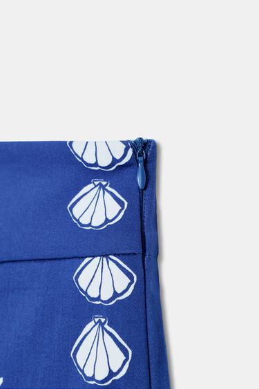 JUPE-CULOTTE IMPRIMÉE À LAÇAGES - Bleu / Blanc de Zara - Image 8