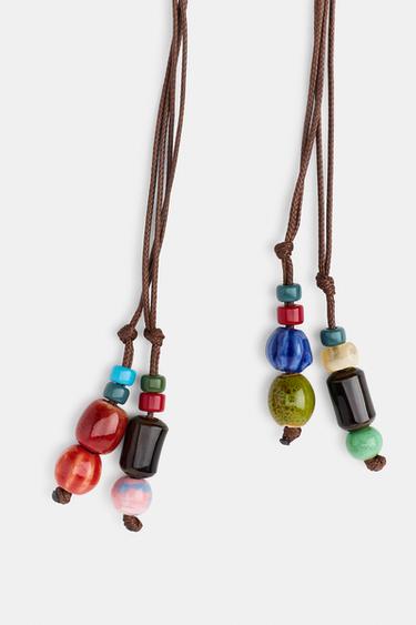 CORD BELT WITH STONES AND BEADS - Brown by Zara - Image 4