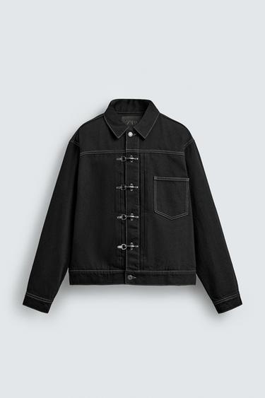 Zara BOXY FIT FIREMAN CLASP JACKET - Black
