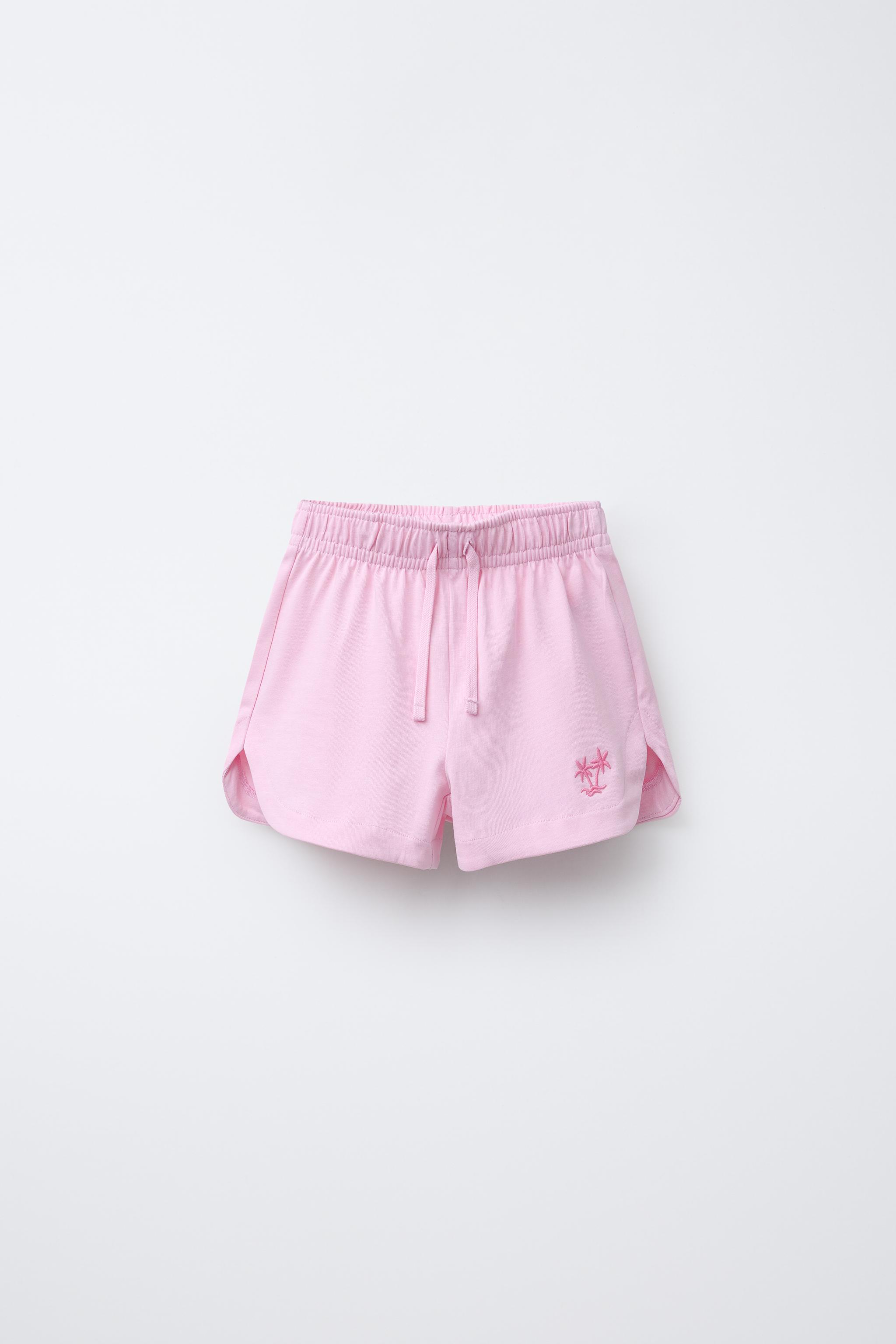 PALM TREE EMBROIDERED BERMUDA SHORTS - Pink | ZARA South Africa