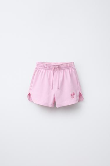 Zara PALM TREE EMBROIDERED SHORTS - Pink