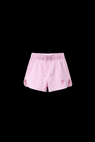 Zara PALM TREE EMBROIDERY SHORTS - Pink - Image 0
