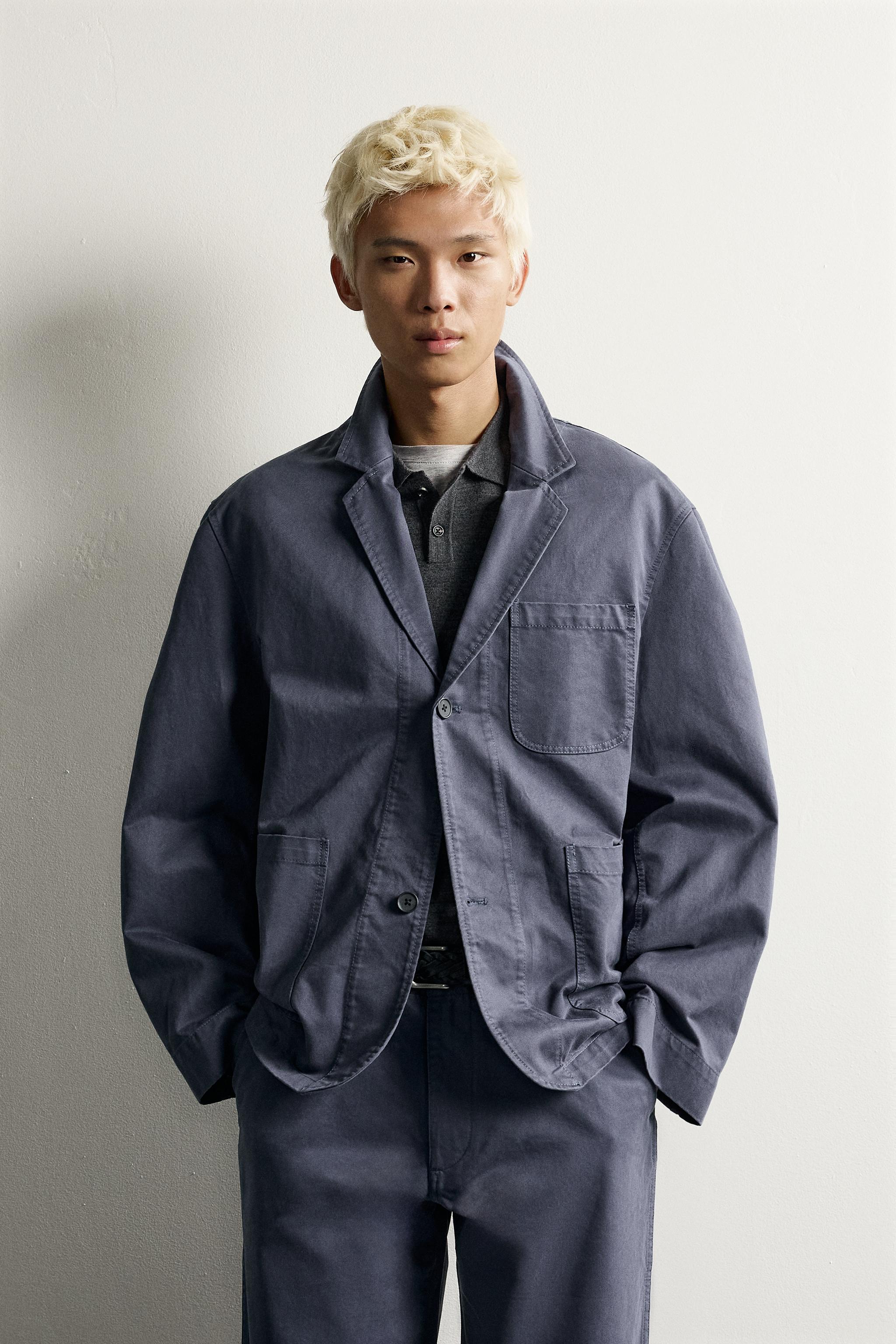 ウォッシュ リラックスフィット スーツブレザー - ブルー | ZARA Japan