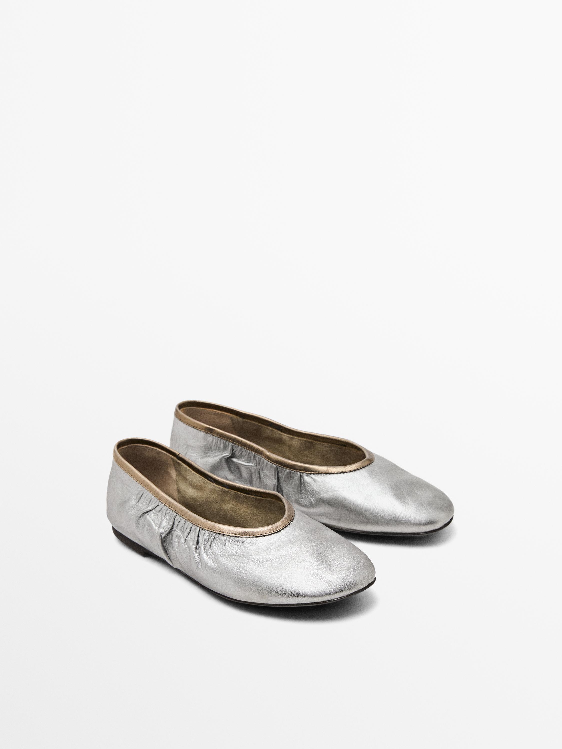 Ballerines métallisées froncées