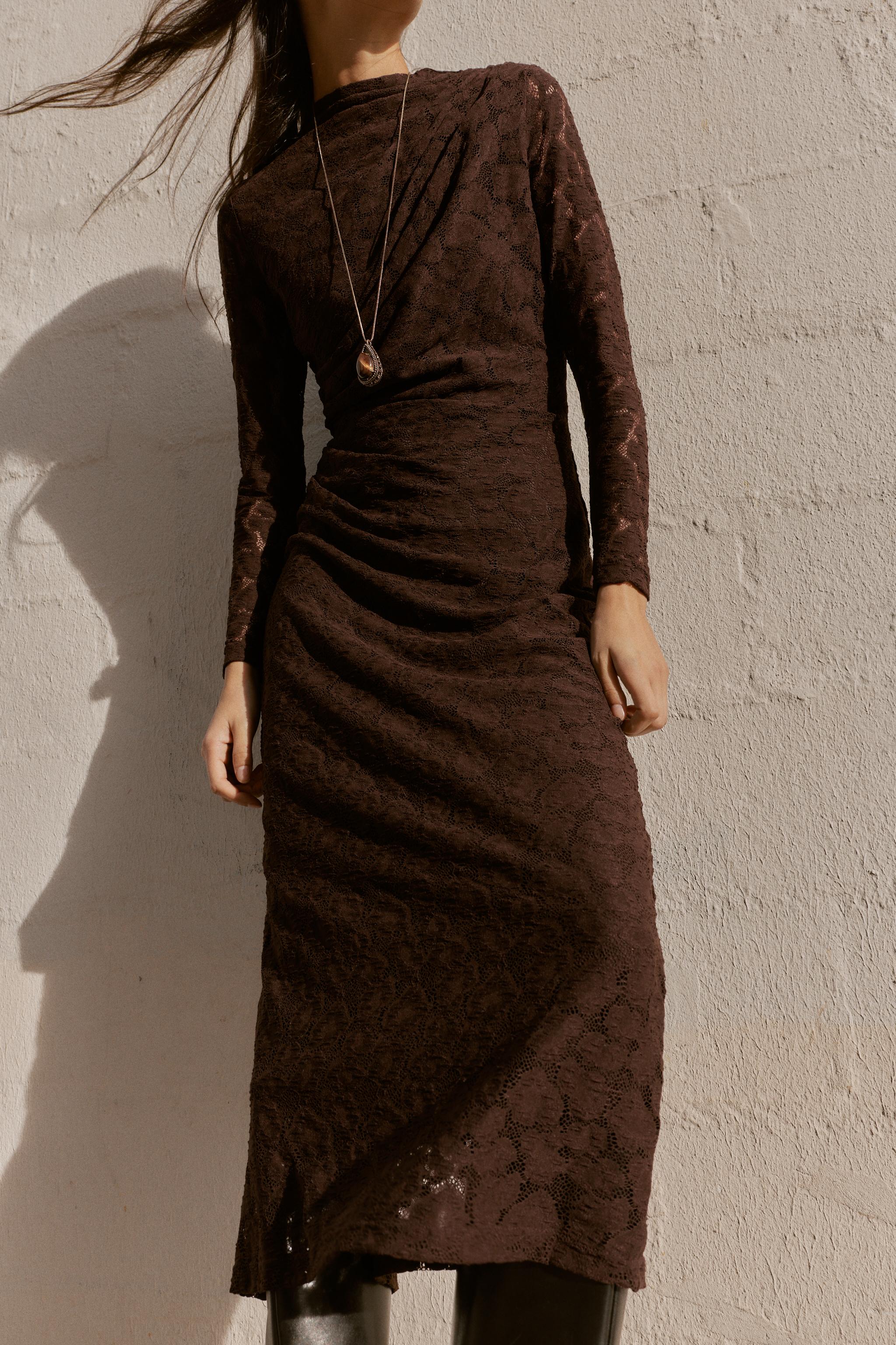 slim fit dress slacks Winter Wool Midi Dress  Womens Fit and Flare Long Sleeve Burgundy / XL