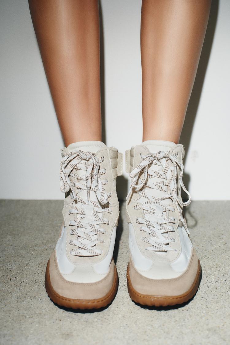 Trainers Zara High Tops BASIC HIGH-TOP SNEAKERS White ZARA UAE