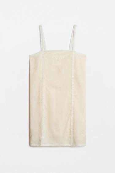 CHEMISE DE NUIT COTON BRODERIE DENTELLE - Jaune de Zara - Image 4