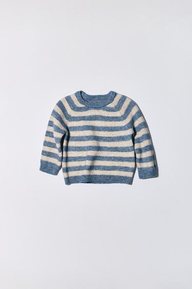 STRIPED WOOL AND CASHMERE SWEATER - Blue marl by Zara