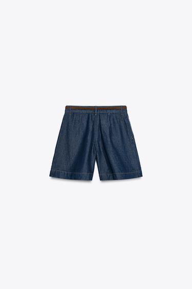 Z1975 DENIM SHORTS WITH DARTS AND BELT - Blue by Zara