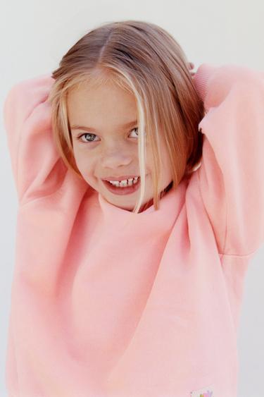 Zara PLAIN SWEATSHIRT AND BERMUDA SET WITH LABEL - Chalk pink