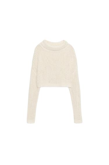 CROPPED HIGH-NECK JUMPER - Light ecru by Zara