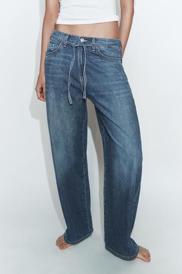 TRF RELAXED MID-WAIST DENIM JEANS - Navy blue by Zara