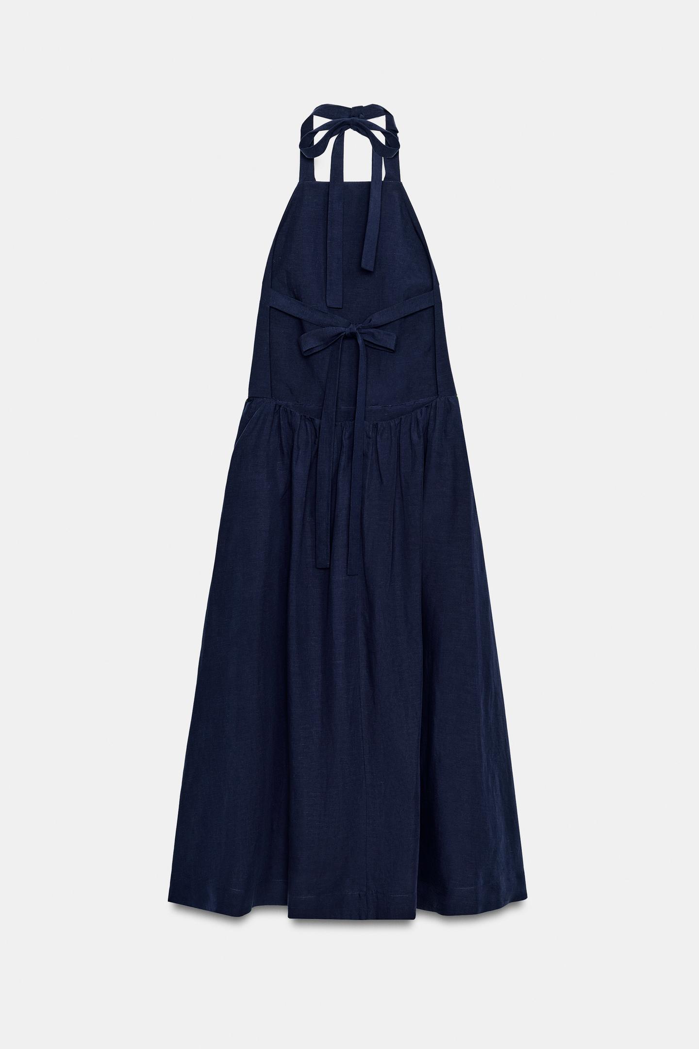 Женское платье Zara ZW Collection Halter Neck, цвет: Тёмно-синий — фото 8