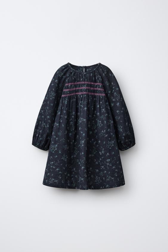 Zara Robe ROBE À IMPRIMÉ FLEURI - Gris anthracite | ZARA France