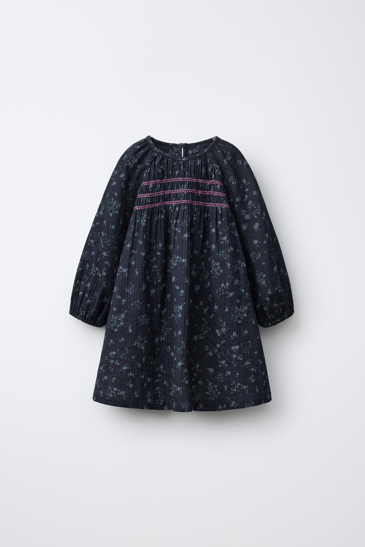 FLORAL PRINT DRESS — Anthracite grey