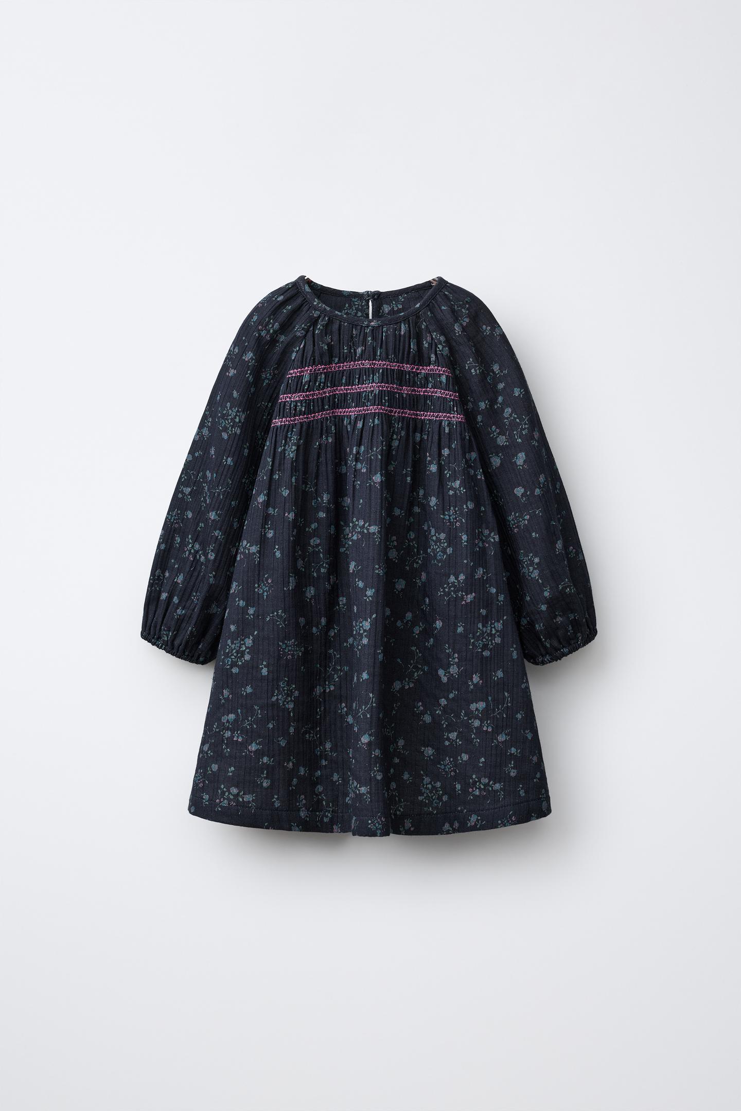 Детское платье Zara Floral Print, цвет: Антрацитовый серый — фото 1