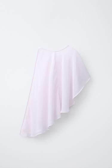 Zara ASYMMETRIC CHIFFON CAPE - Light pink - Image 0