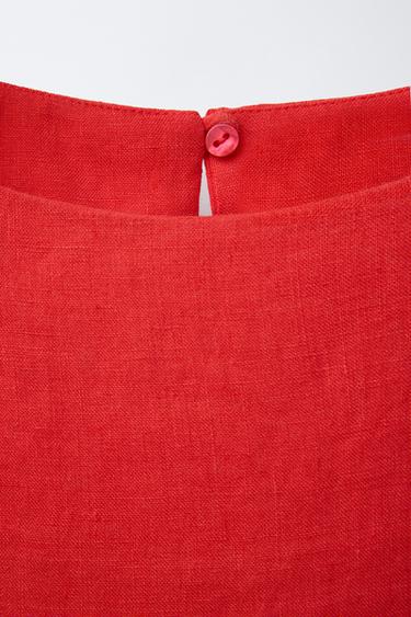 TOP DÉTAIL ORGANZA 100 % LIN - Rouge de Zara - Image 2