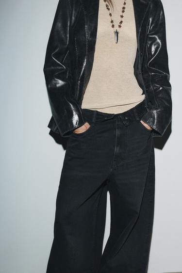 JEAN TAILLE MI-HAUTE TRF À TAILLE PLIÉE - Noir de Zara - Image 3