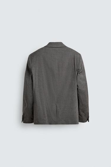 BLAZER COSTUME À CHEVRONS - Marron clair de Zara - Image 7