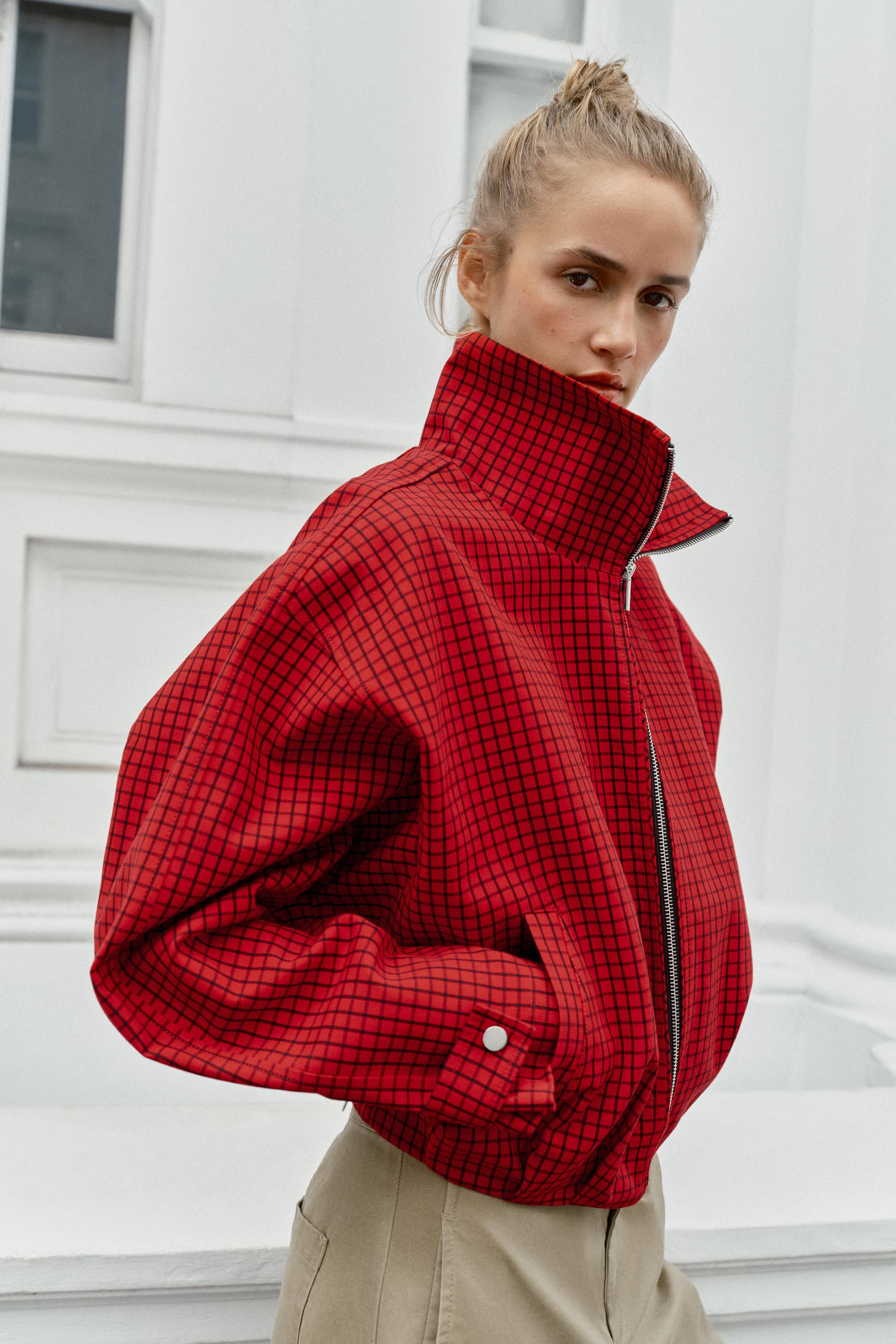 BLOUSON BOMBER À CARREAUX