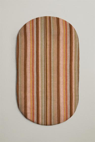 STRIPED COTTON AND LINEN COUCH SEAT CUSHION - Light beige by Zara