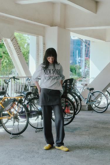 ピンストライプ柄スカートパンツブルー/グレーZaraのピンストライプ柄スカートパンツ - ブルー/グレー