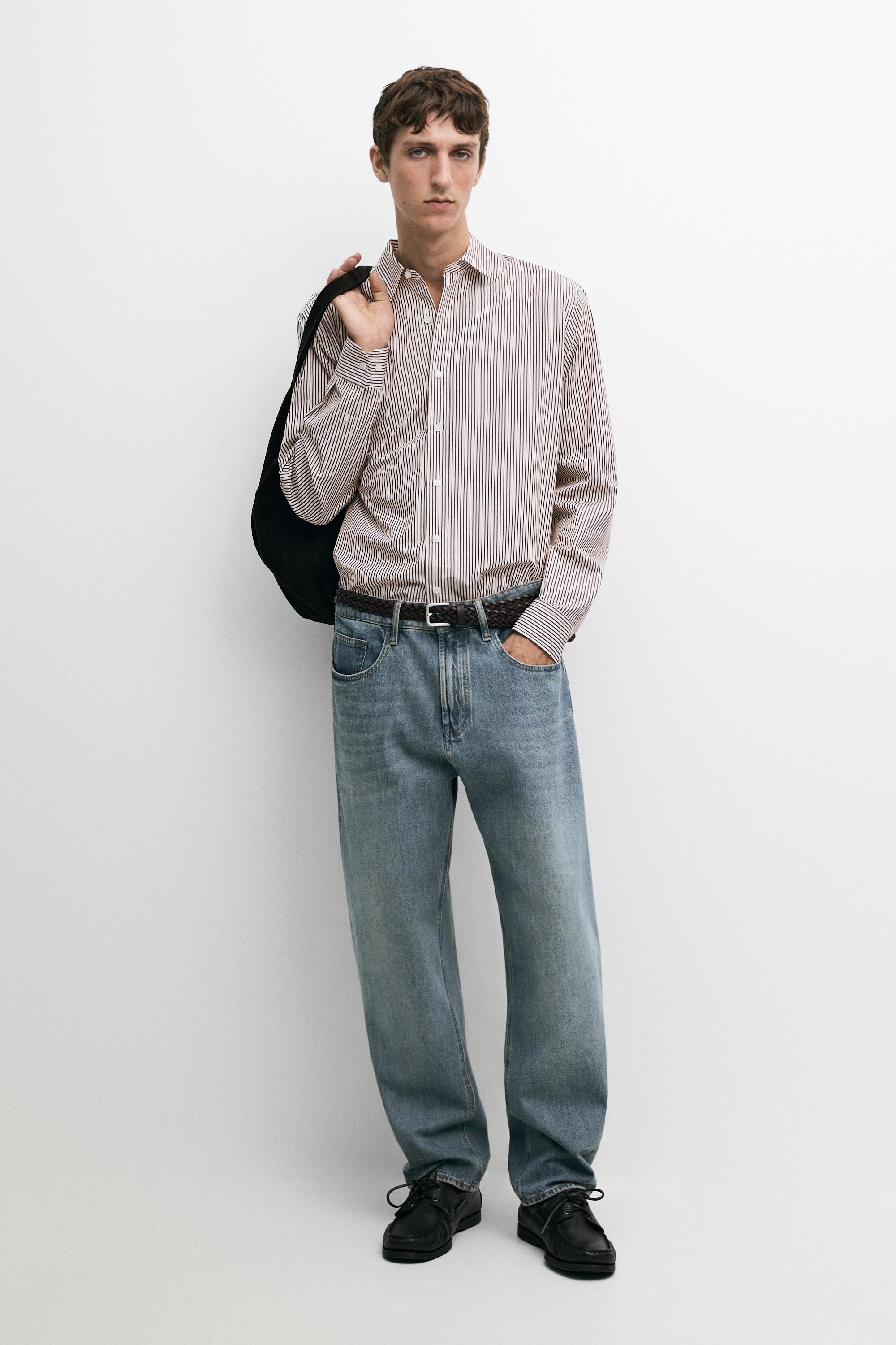 100% cotton regular fit striped shirt