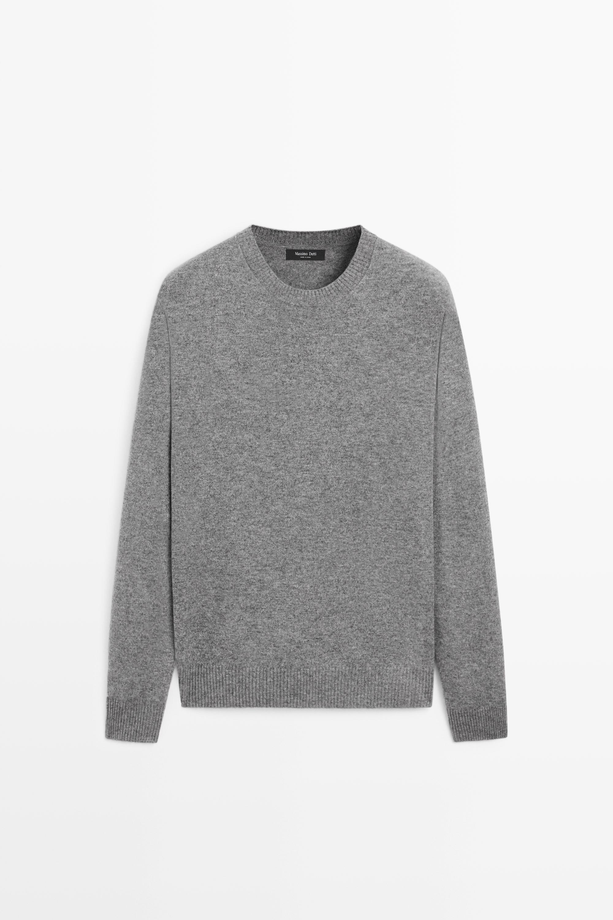 Wool blend round neck knit sweater — Anthracite grey