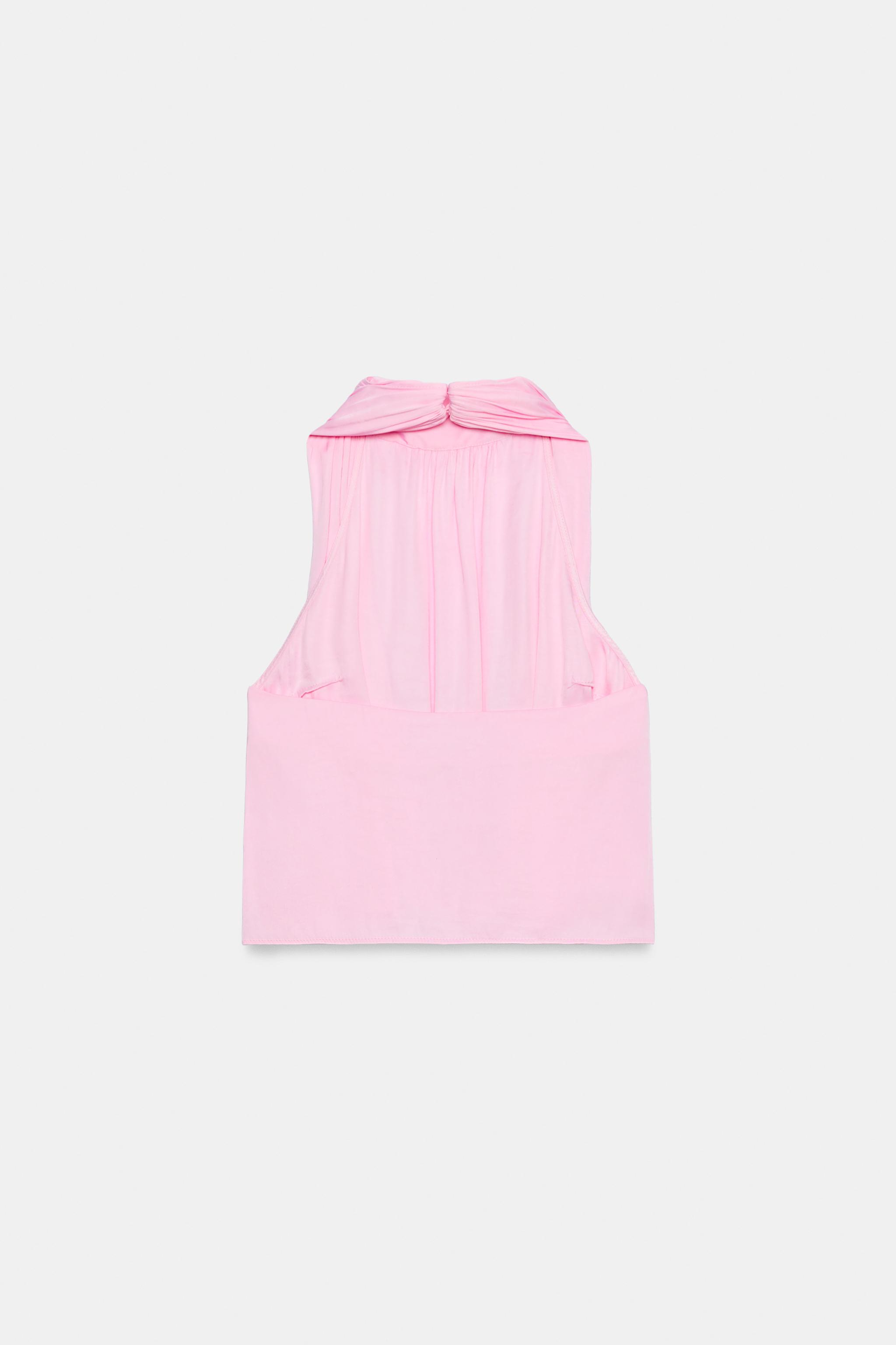 SATIN EFFECT HALTER TOP - Pink | ZARA United States