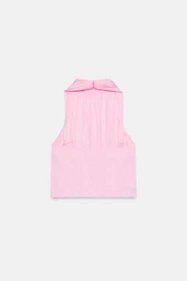 TOP HALTER SATINÉ - Rose de Zara - Image 7