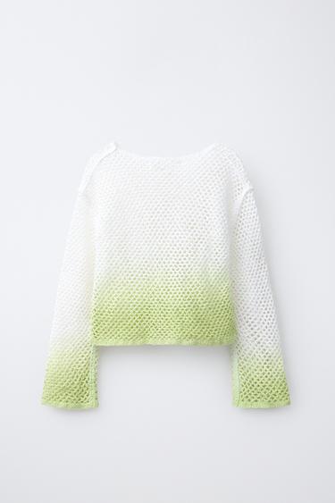 PULL RÉSILLE DÉGRADÉ - Écru / Vert de Zara - Image 1