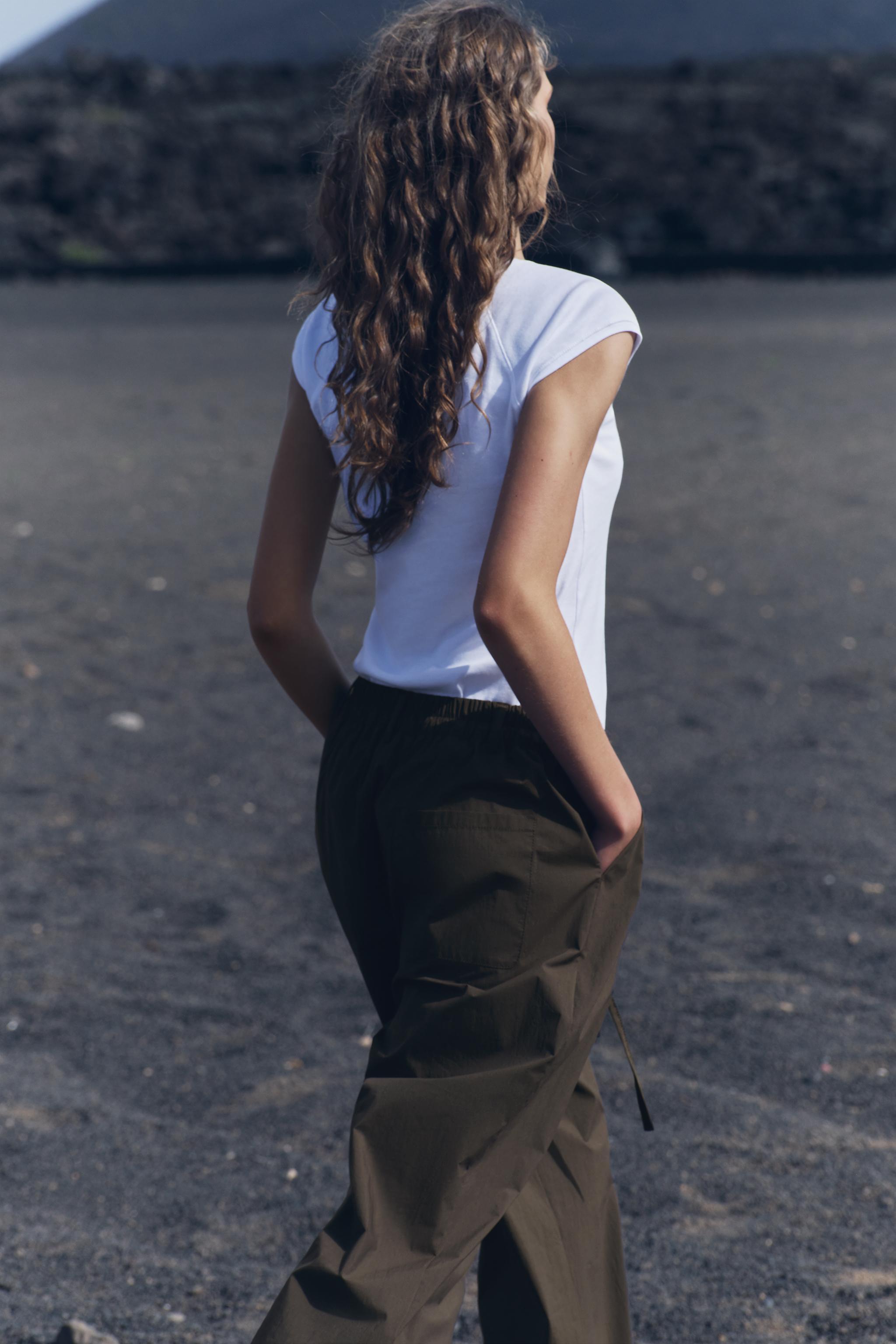 ZW COLLECTION PLEATED DRAWCORD PANTS - Dark khaki | ZARA United States