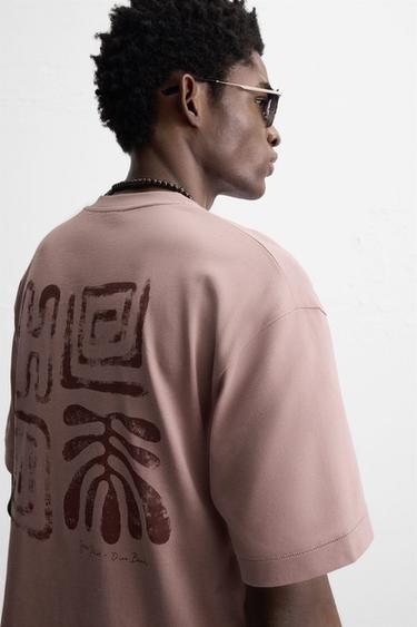 CONTRAST EMBROIDERY T-SHIRT - Pale pink by Zara