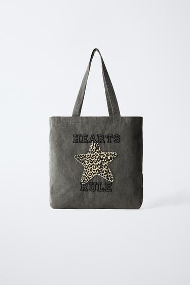 TOTE BAG DE ganga ESTRELA - Cinzento da Zara