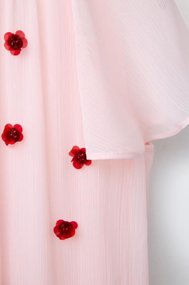 ROBE FLUIDE BIJOUX FLEURS - Rose pâle de Zara - Image 2
