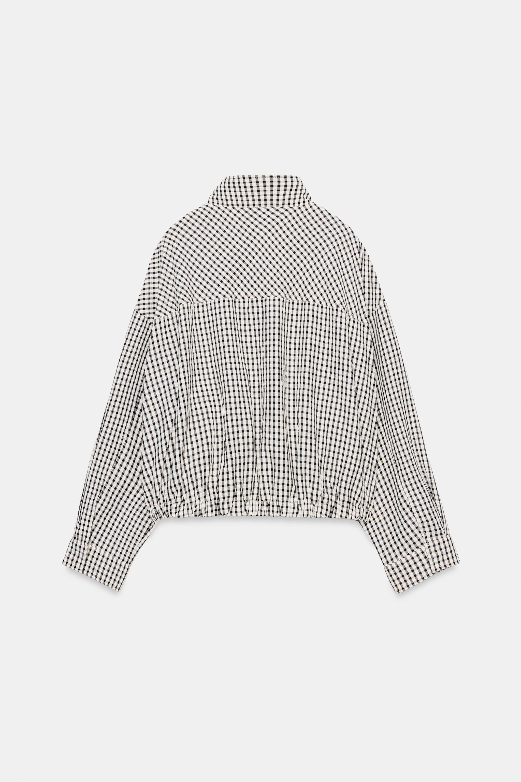 チェック柄ボンバージャケット - ブラック/エクリュ | ZARA Japan / 日本