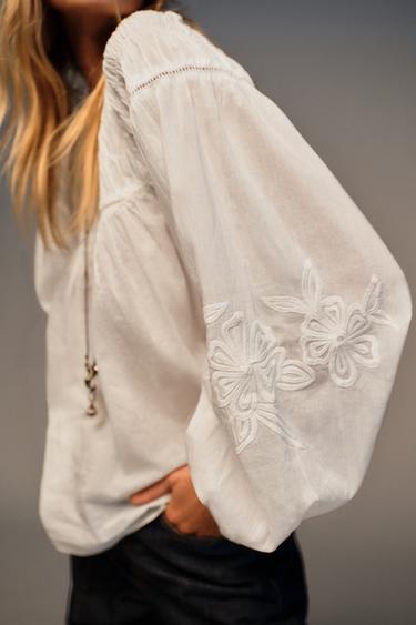 SMOCKED ROMANTIC SHIRT - White by Zara