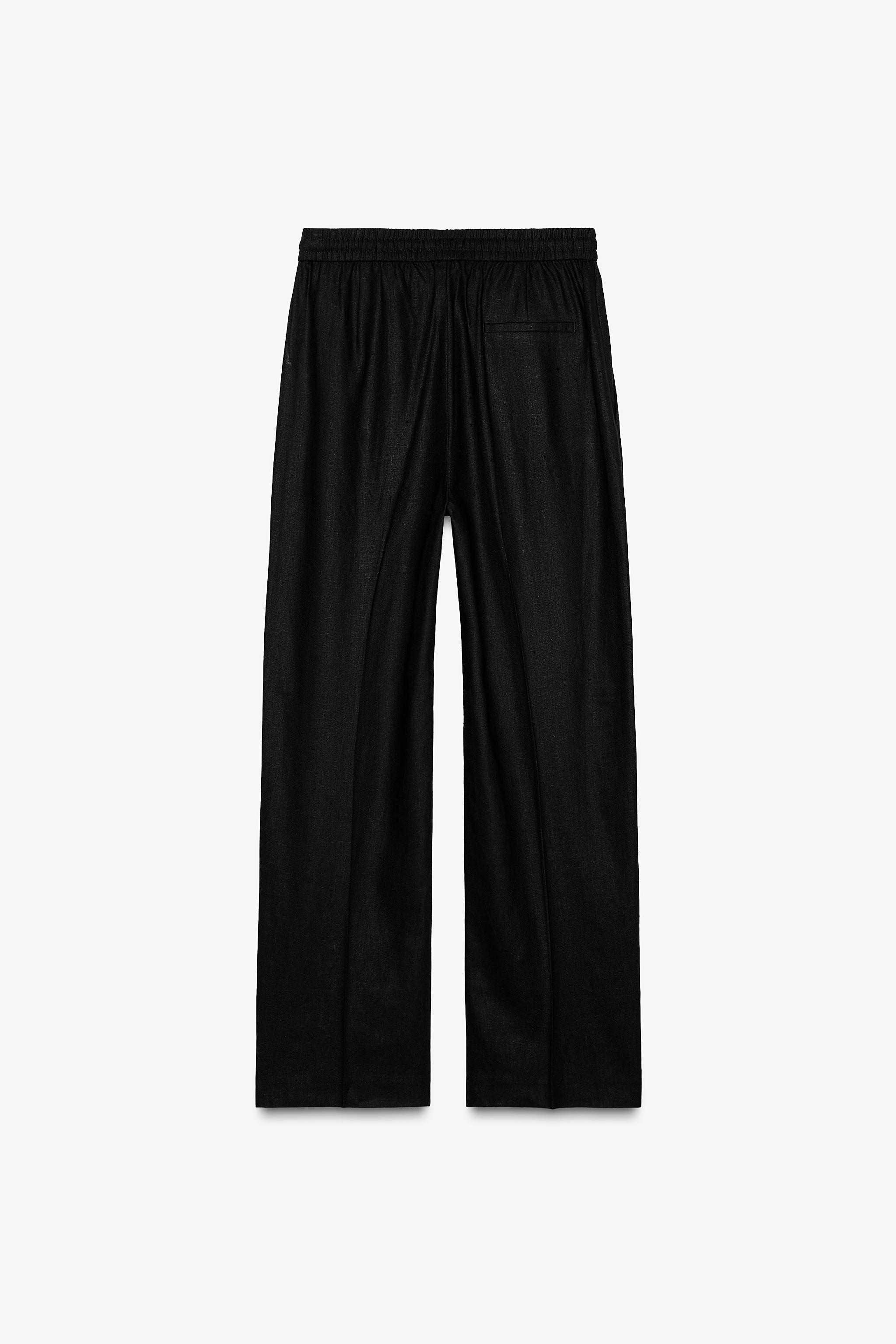 LINEN BLEND STRAIGHT PANTS
