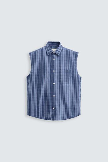 RELAXED FIT CHECK SHIRT - Blue by Zara