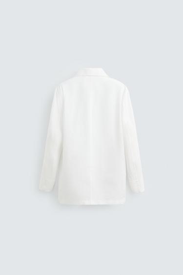 RELAXED FIT LINEN BLAZER - White by Zara - Image 8