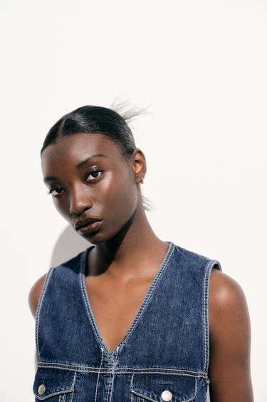 DENIM PLAYSUIT DRESS TRF - Blue by Zara