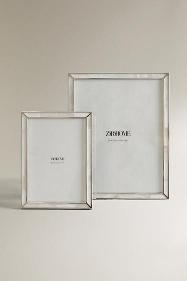 Zara MOTHER-OF-PEARL FINE BORDER PICTURE FRAME - White - Image 0